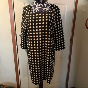 Lili Wang for Lily’s Closet Black and Ivory 3/4 Sleeve Polka Dot Dress Size Med